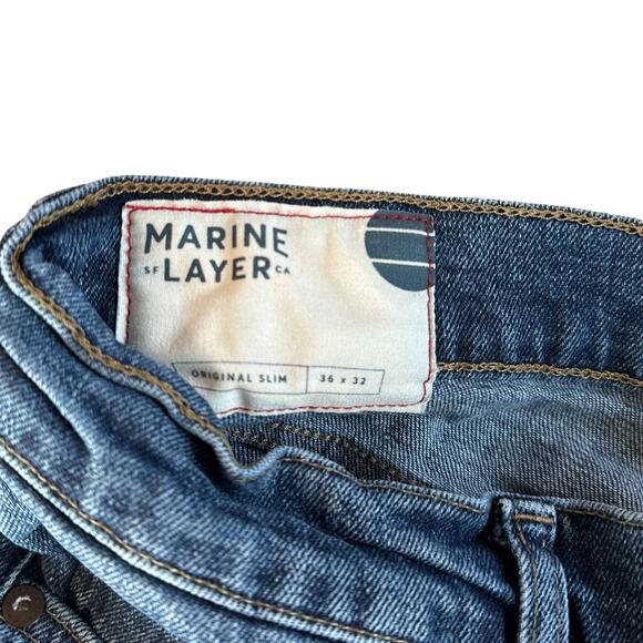 Marine Layer Original Slim Denim Jeans Medium Wash Blue 36 Inch Waist - Picture 10 of 15